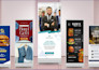 design pull up, roller up, retractable or roller banner and standee